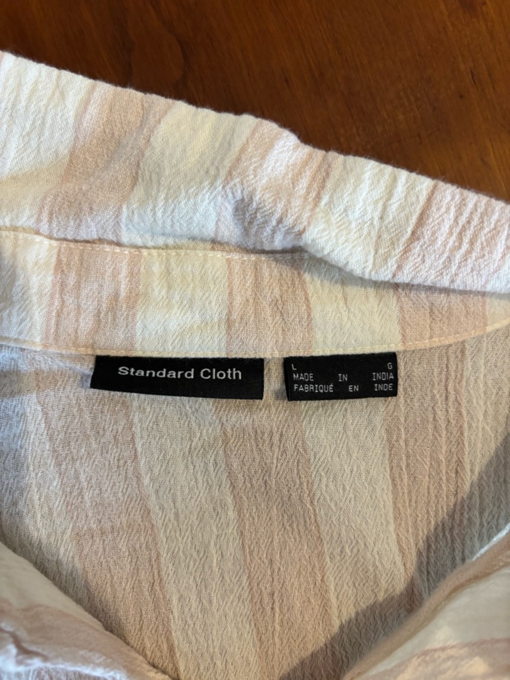 Standard Cloth Men’s Casual Button-Down Shirt in Light Pink Stripe